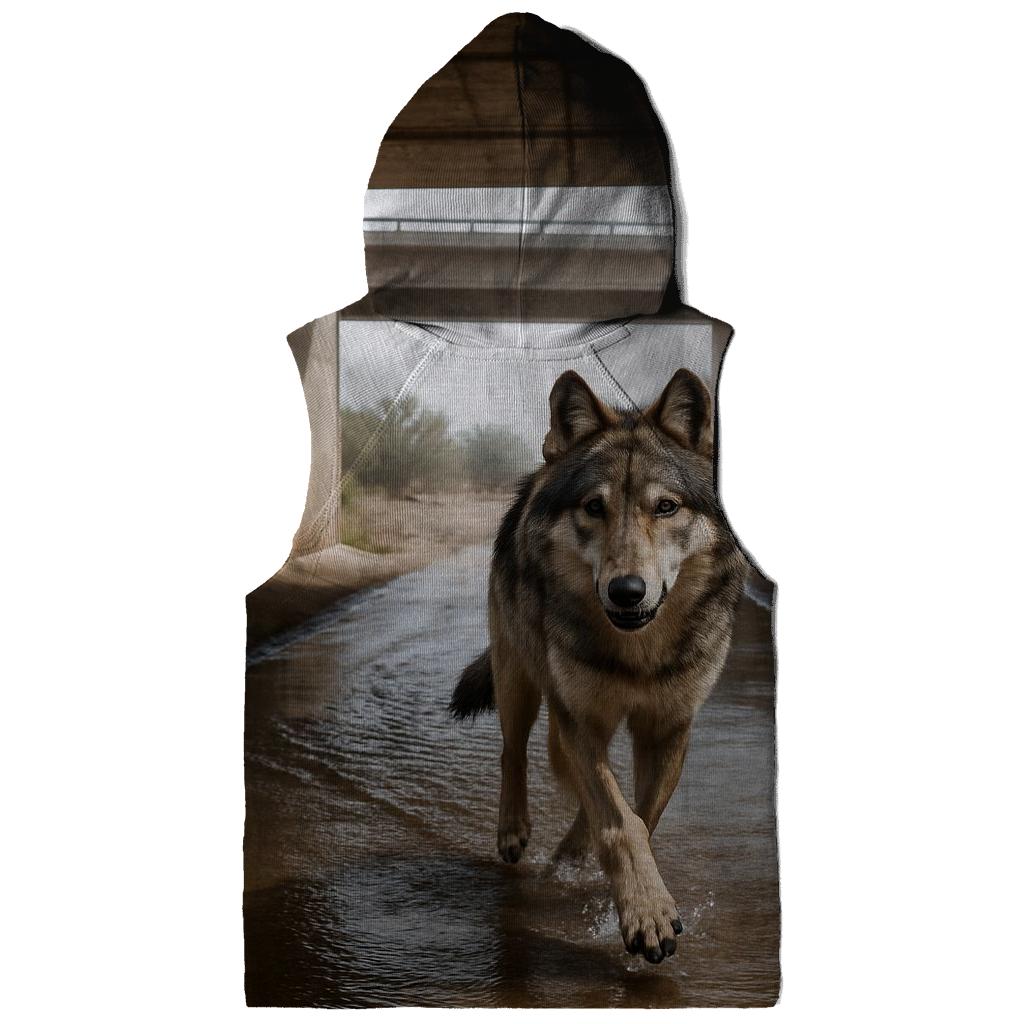 Wolf Crossing Under Desert Monsoon Bridge lightweight hoodies