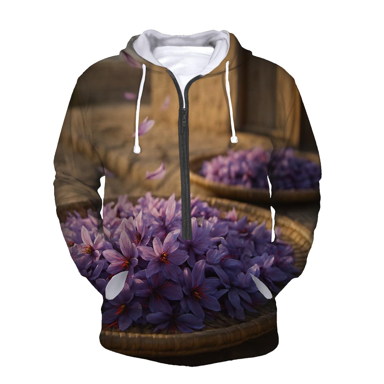 Saffron Crocus Harvest Trays At Dawn embroidered hoodies