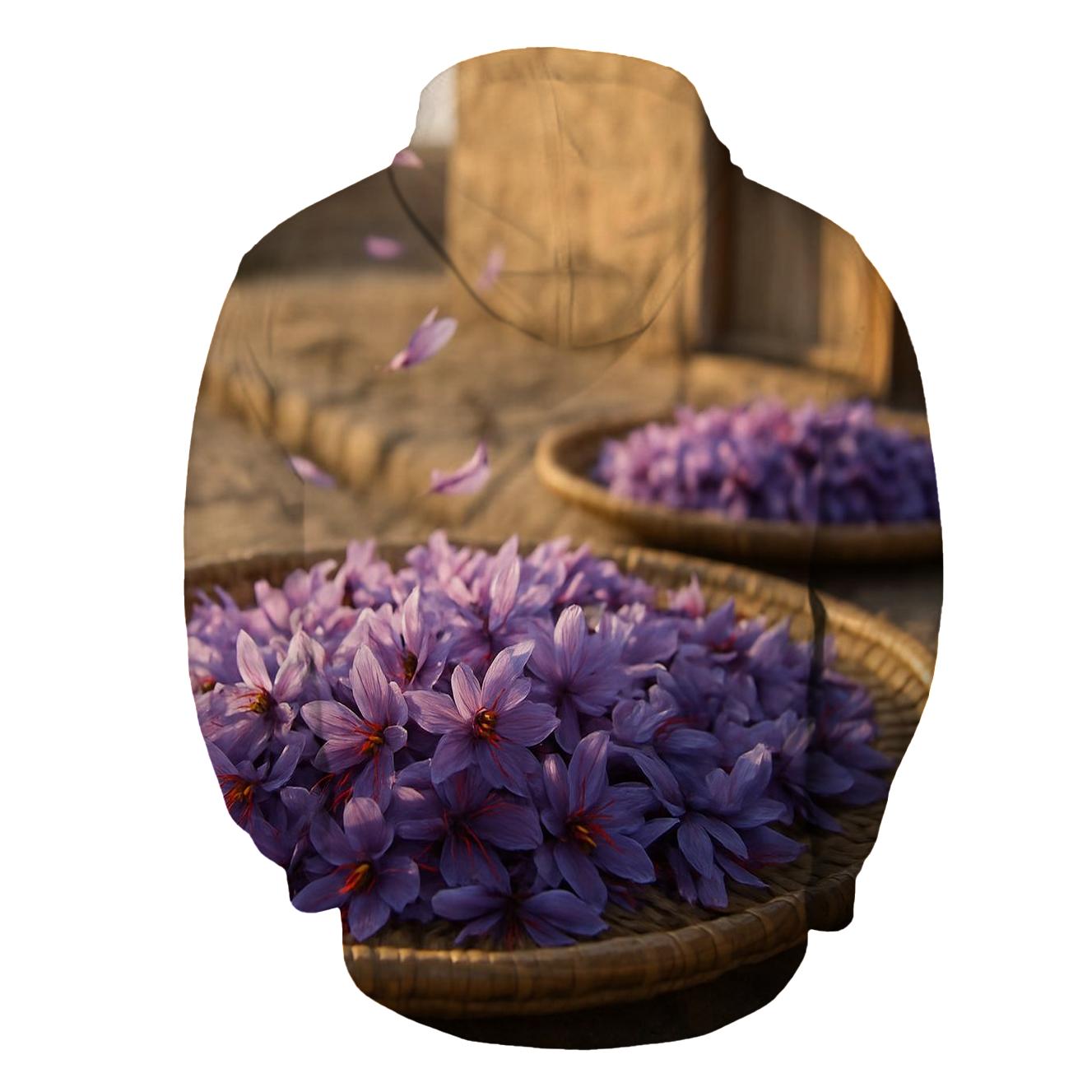 Saffron Crocus Harvest Trays At Dawn embroidered hoodies