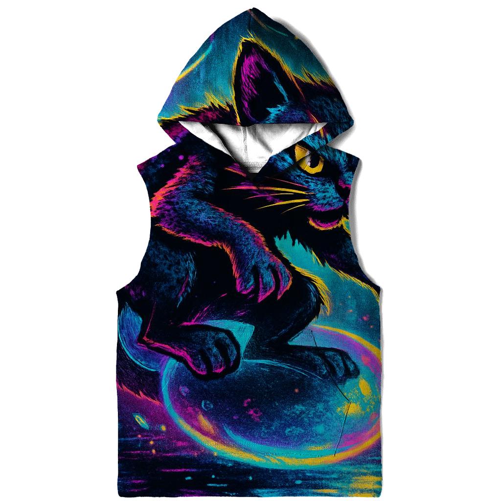 Neon Alley Bubble Rider Cat graphic hoodies