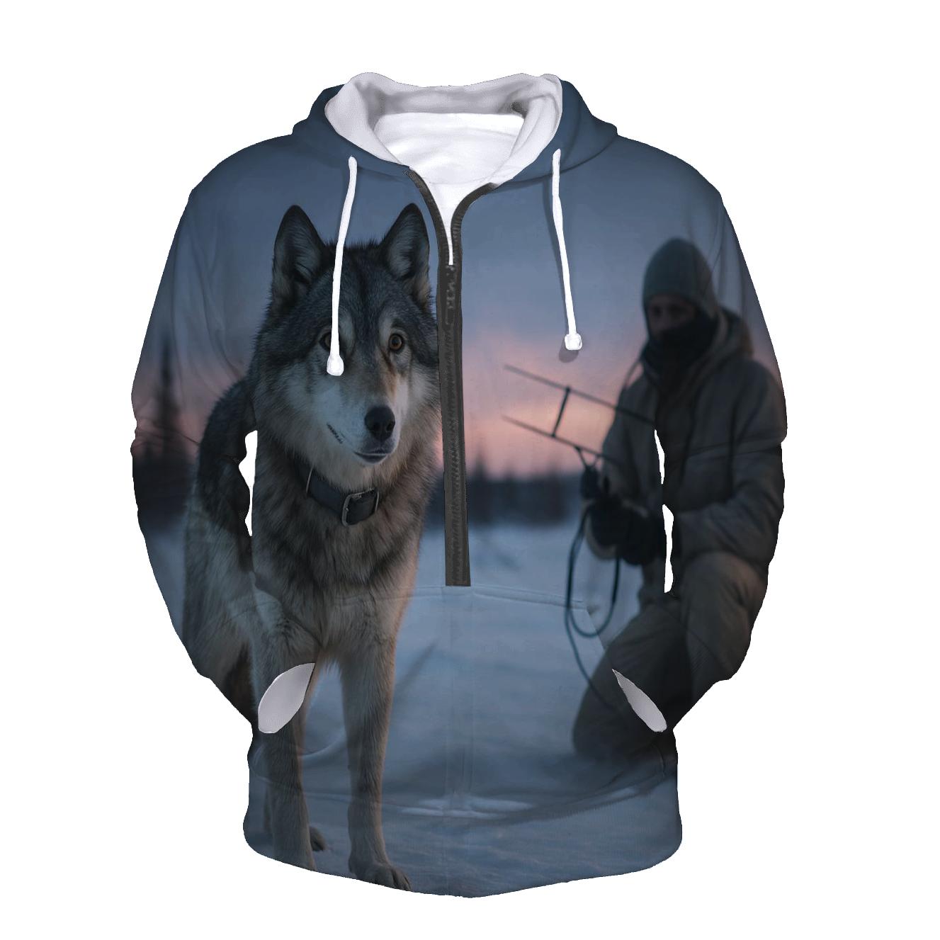 Radio Collar Check At Arctic Treeline zip-up hoodies