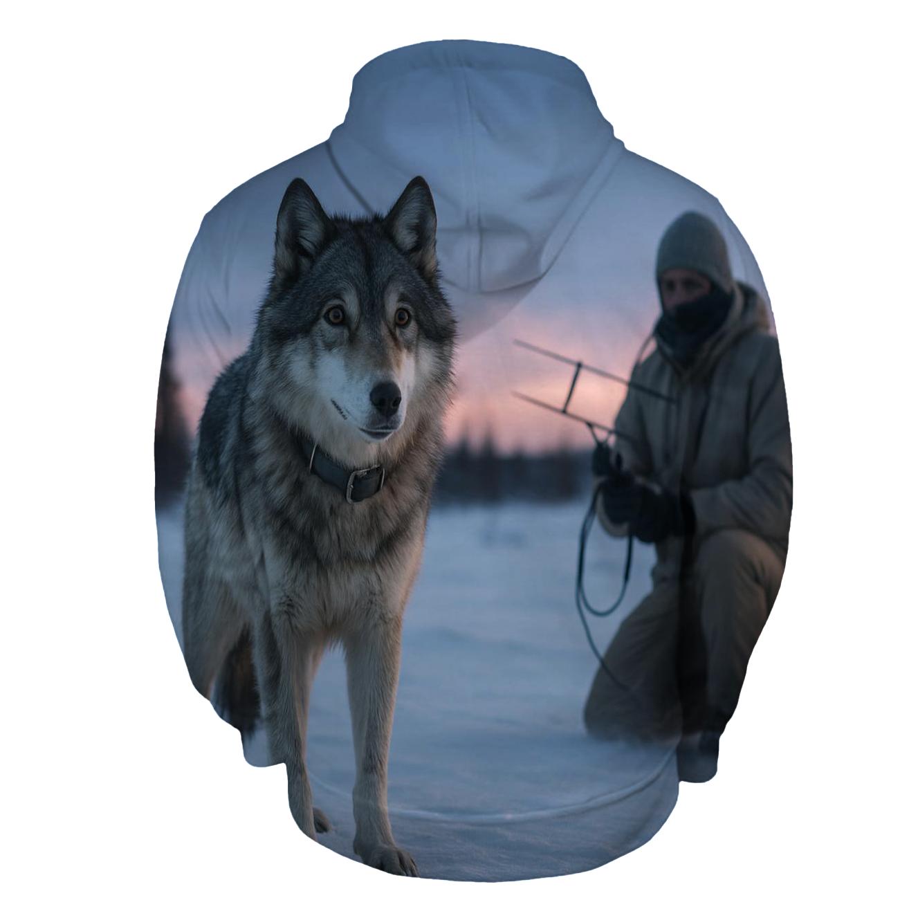 Radio Collar Check At Arctic Treeline zip-up hoodies