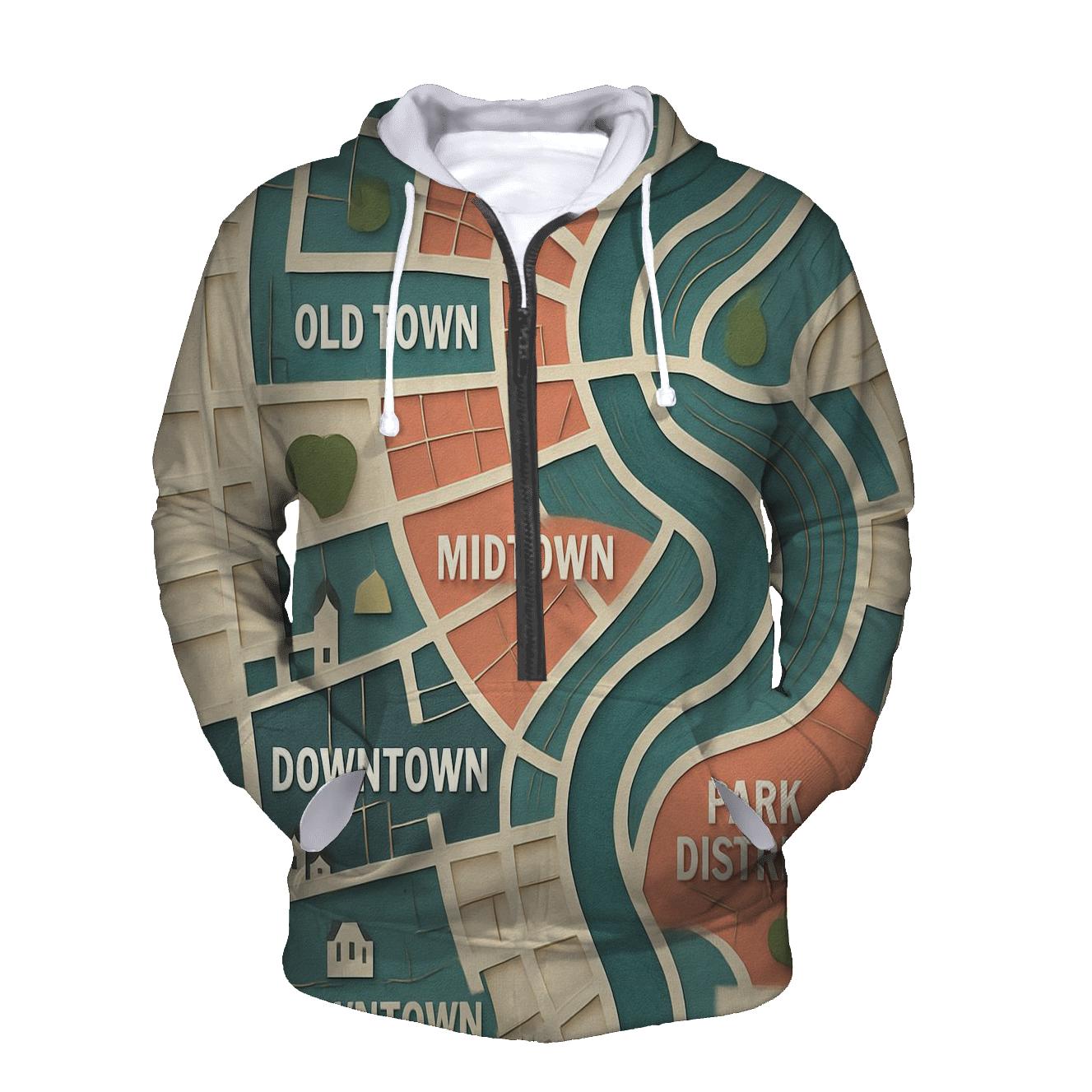 Kinetic Paper Cut City Map custom hoodies