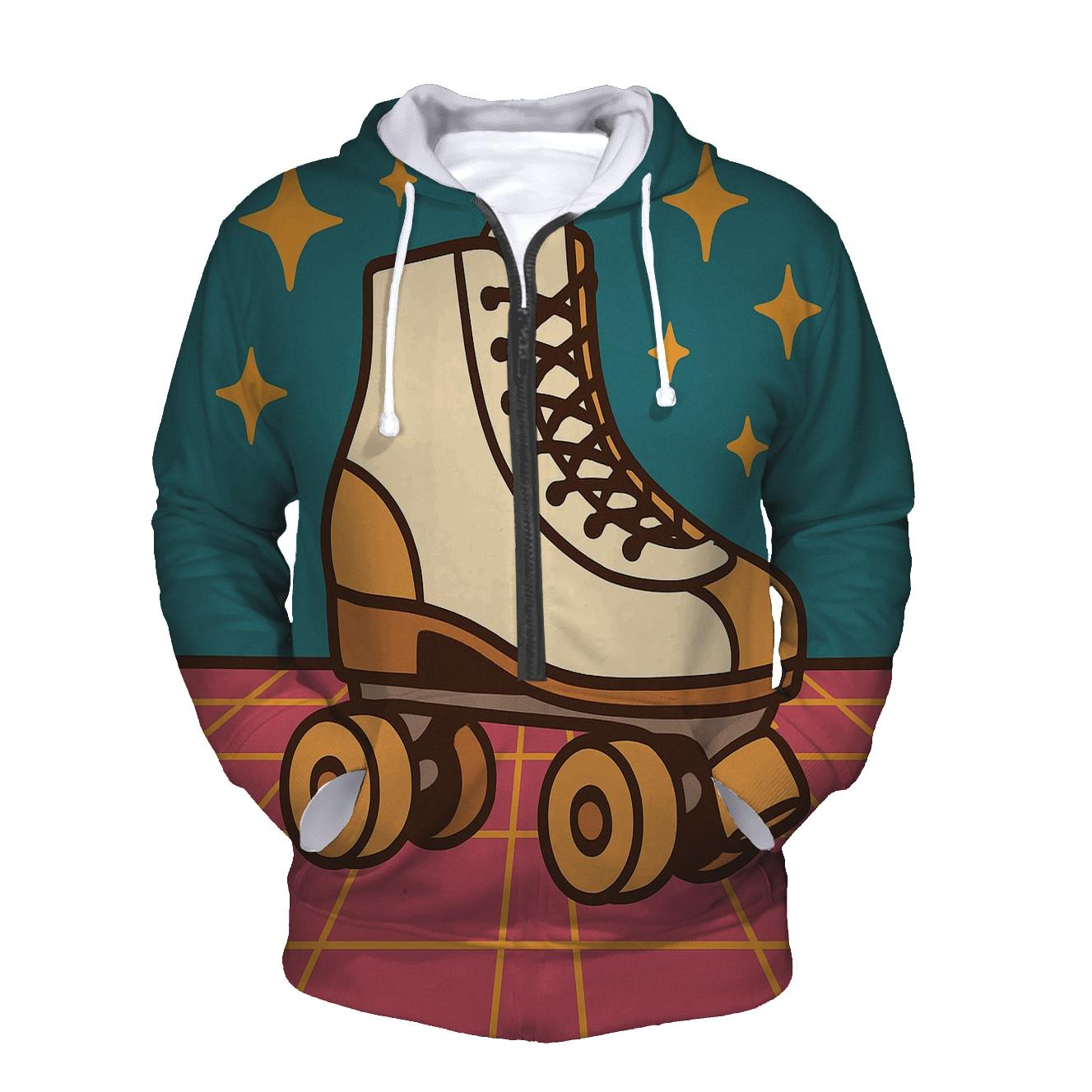 Roller Rink Neon Grid zip-up hoodies