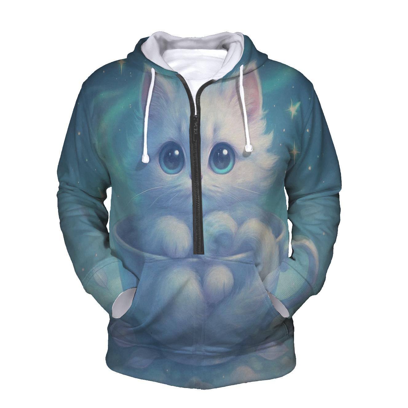 Aurora Teacup Kitten Dreamscape designer hoodies