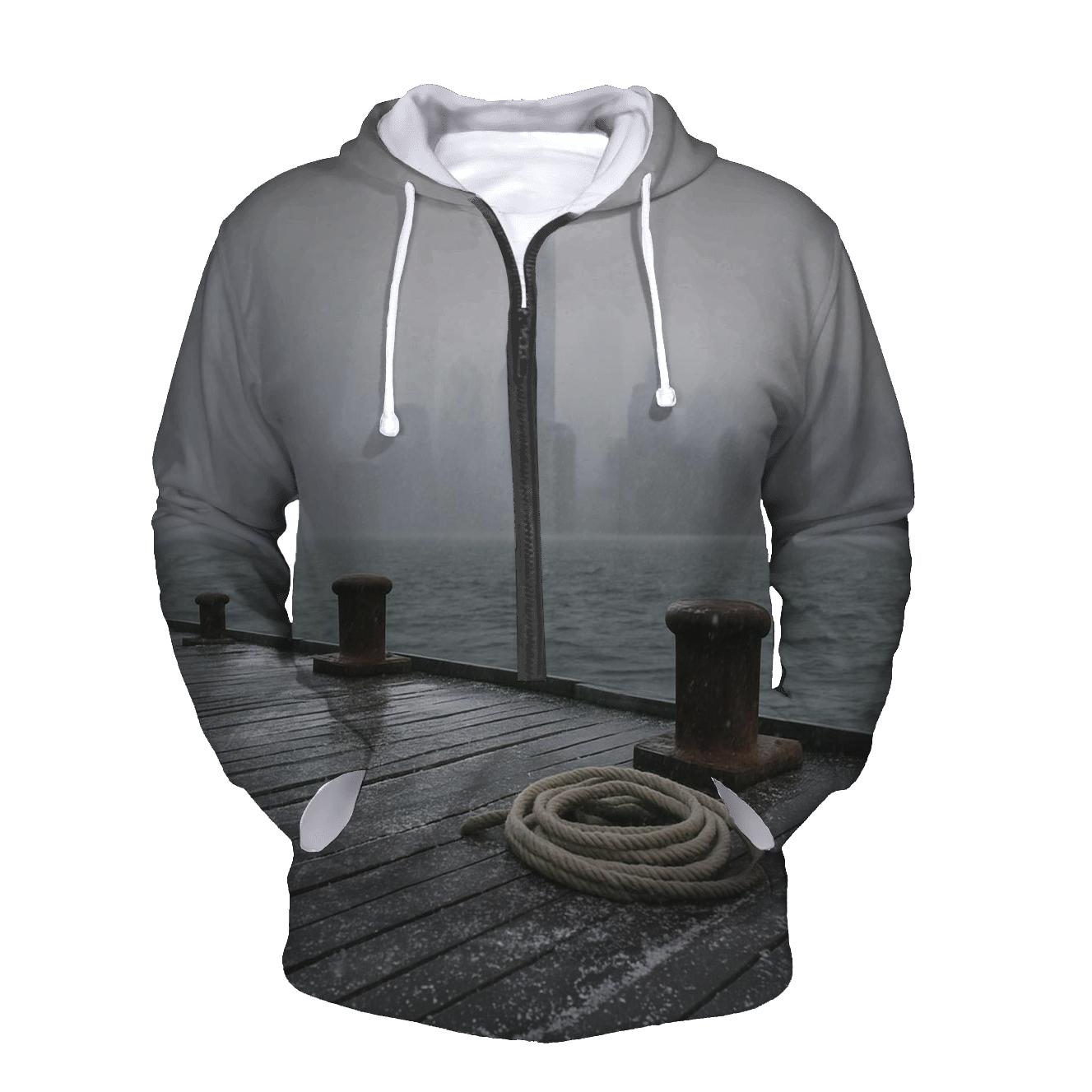 Snow Squall Over Lower Manhattan From Red Hook Piers premium hoodies