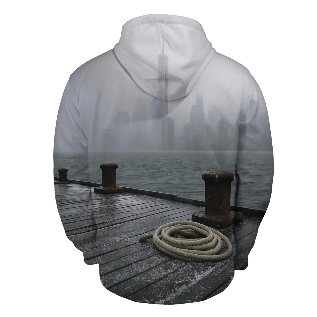 Snow Squall Over Lower Manhattan From Red Hook Piers premium hoodies