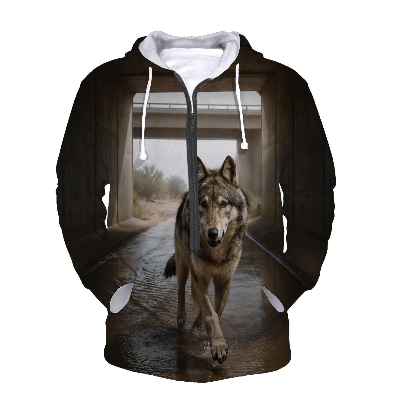 Wolf Crossing Under Desert Monsoon Bridge hoodie designs