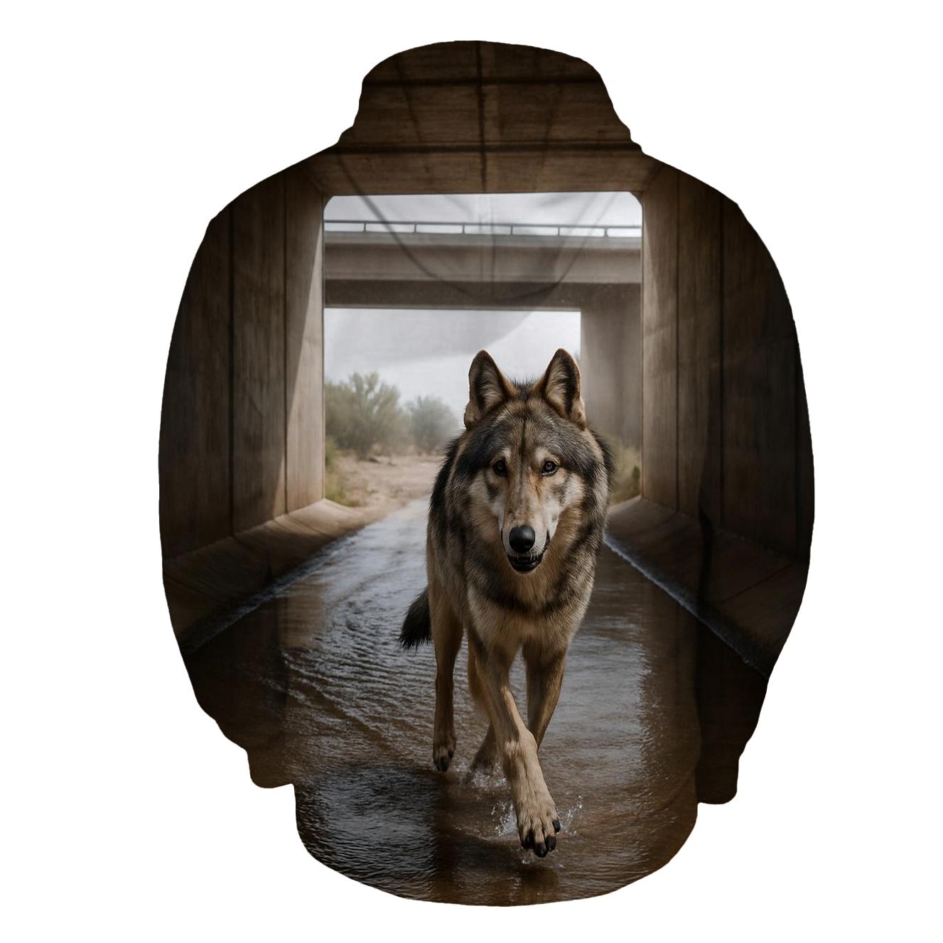Wolf Crossing Under Desert Monsoon Bridge hoodie designs