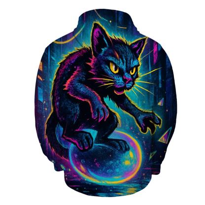 Neon Alley Bubble Rider Cat graphic hoodies