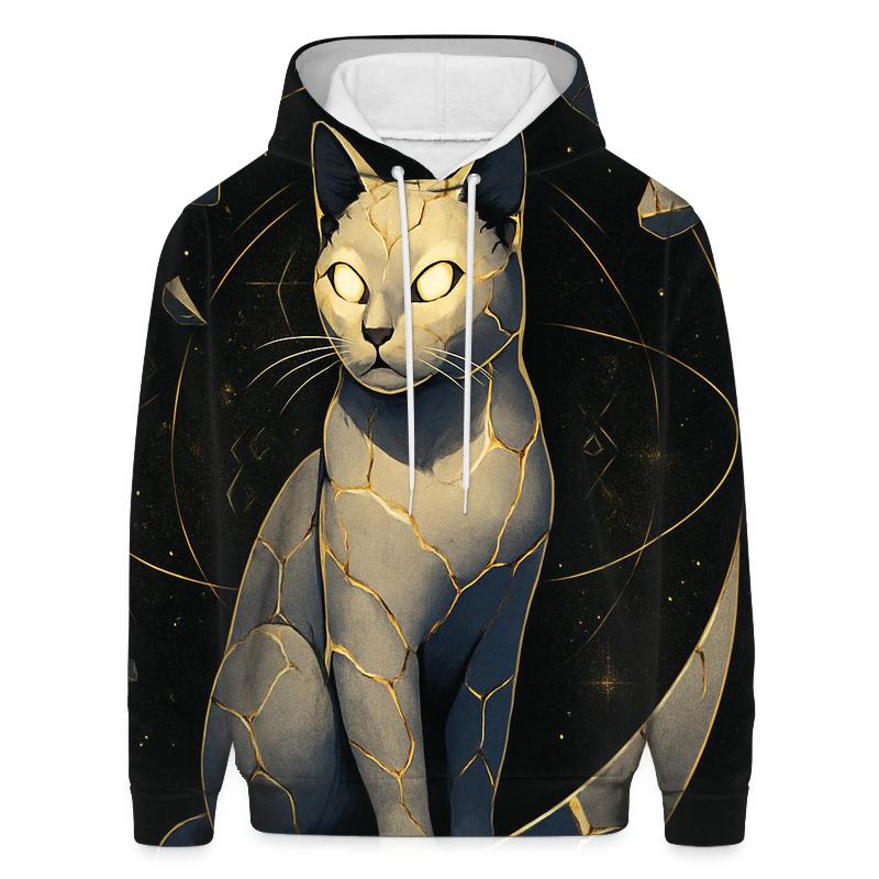 Kintsugi Moon Guardian Cat embroidered hoodies
