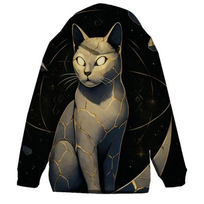 Kintsugi Moon Guardian Cat embroidered hoodies