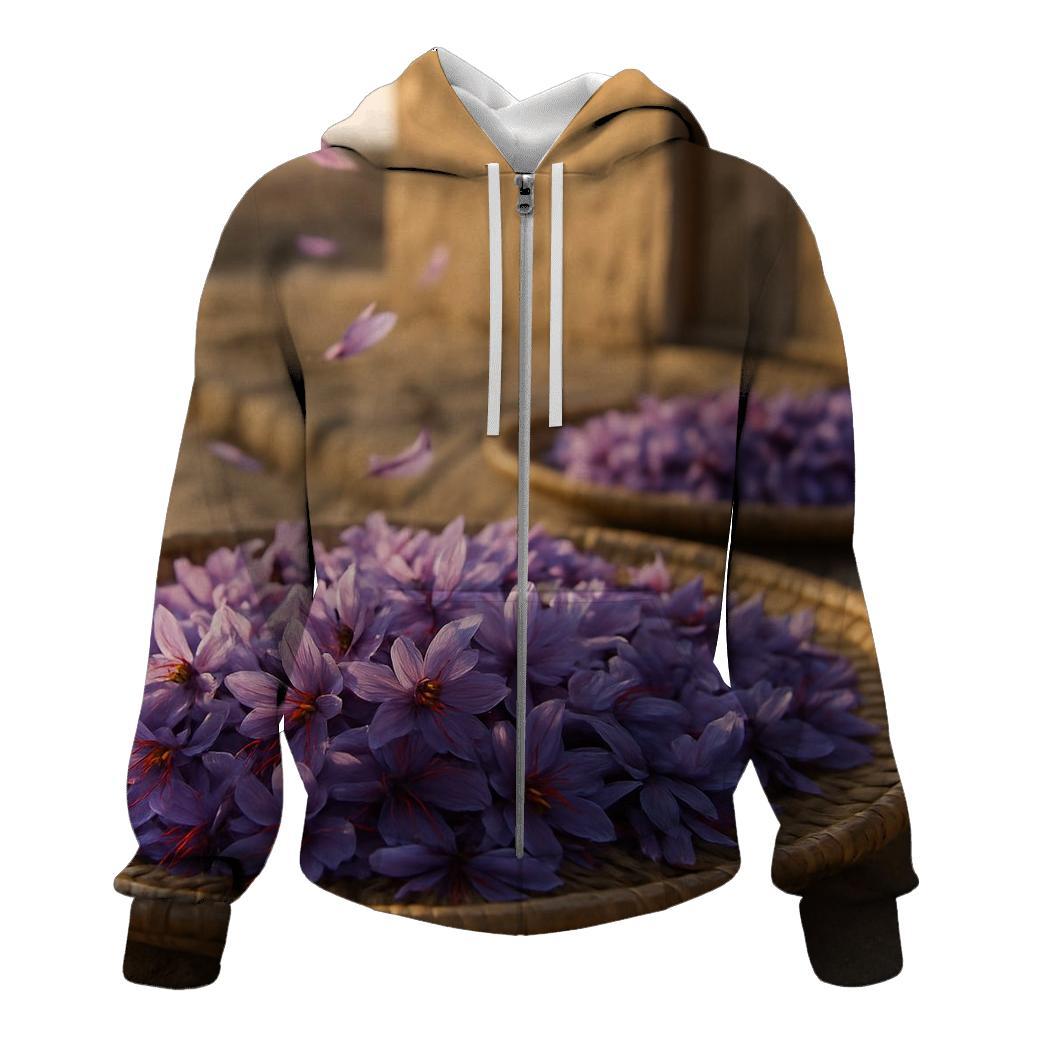 Saffron Crocus Harvest Trays At Dawn pullover hoodies