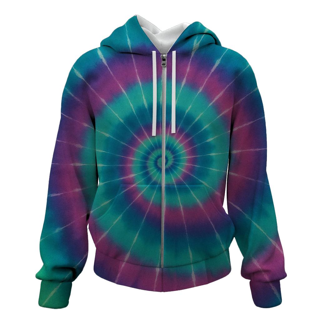 Aurora Spiral Overdye Nebula Whorl printed hoodies