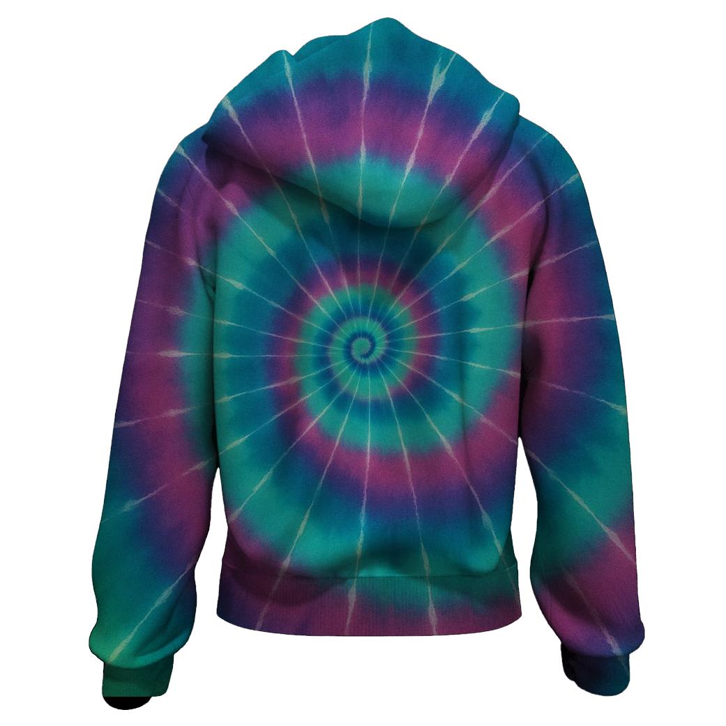 Aurora Spiral Overdye Nebula Whorl printed hoodies