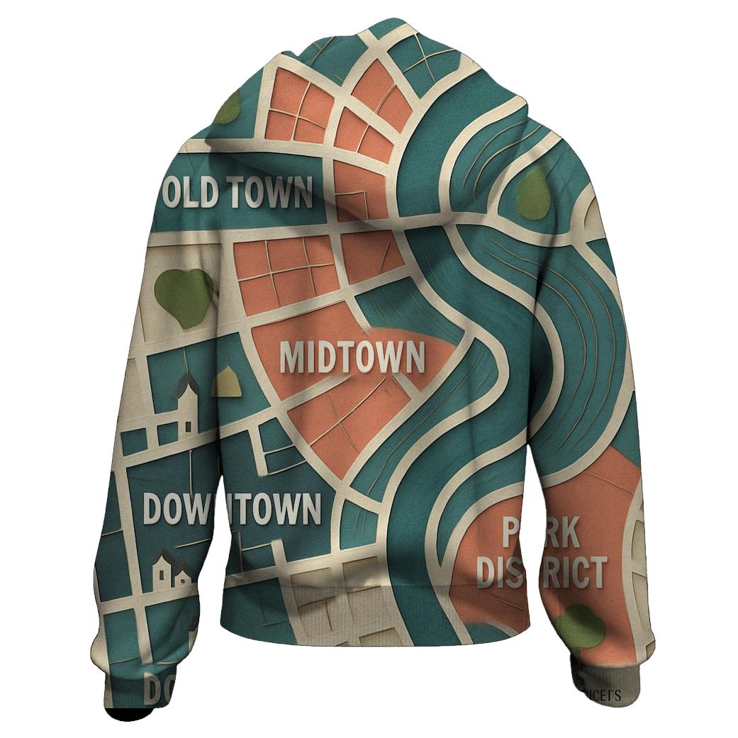 Kinetic Paper Cut City Map designer hoodies
