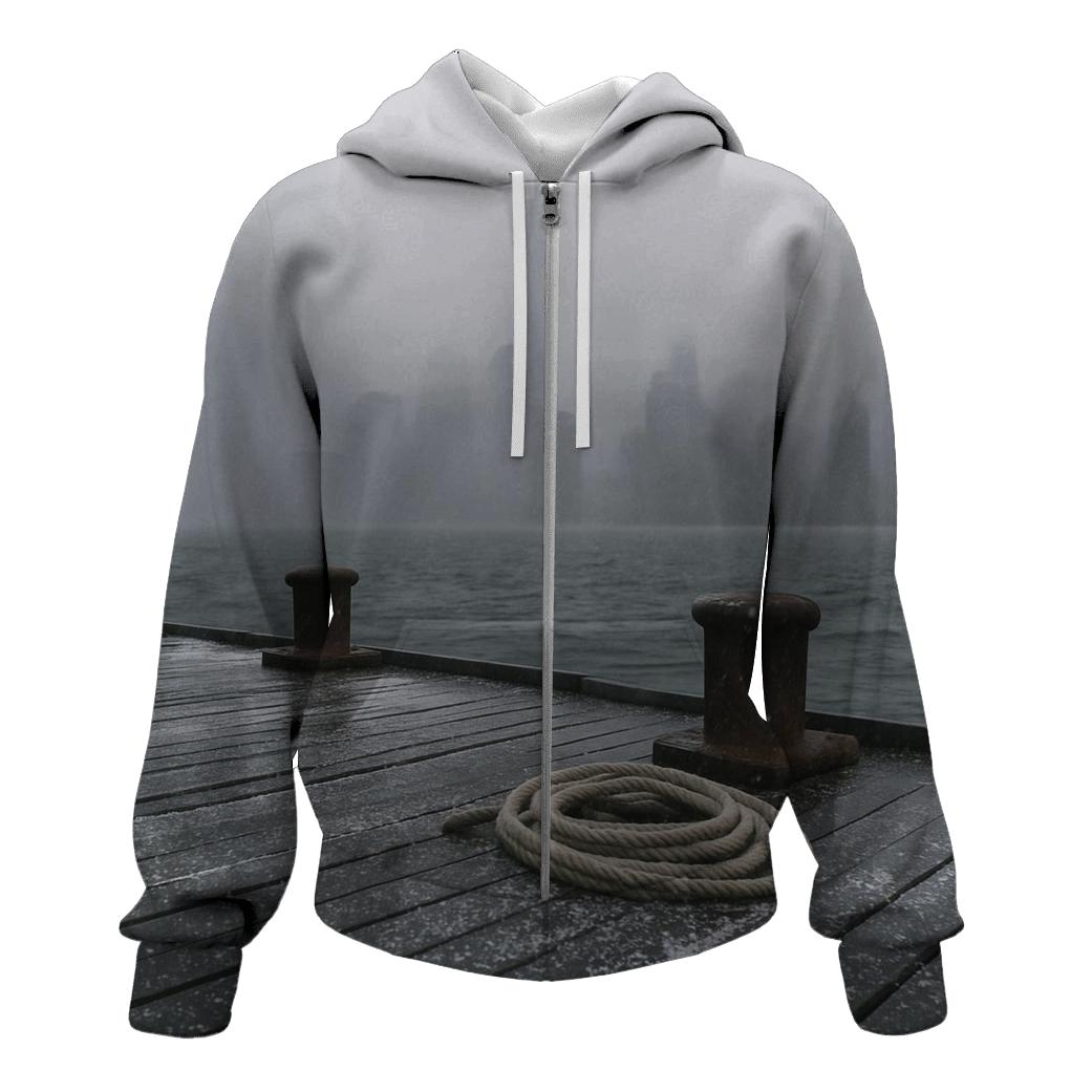 Snow Squall Over Lower Manhattan From Red Hook Piers printed hoodies