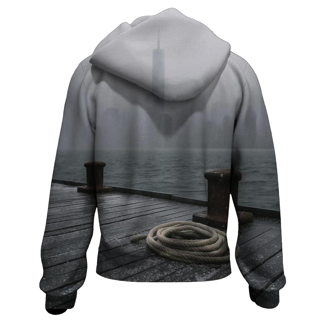 Snow Squall Over Lower Manhattan From Red Hook Piers printed hoodies