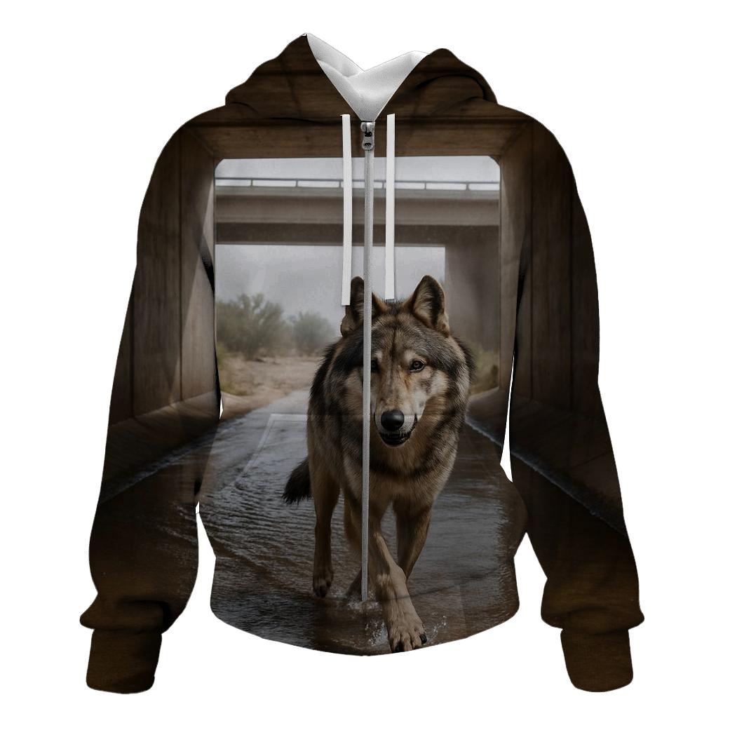 Wolf Crossing Under Desert Monsoon Bridge pullover hoodies