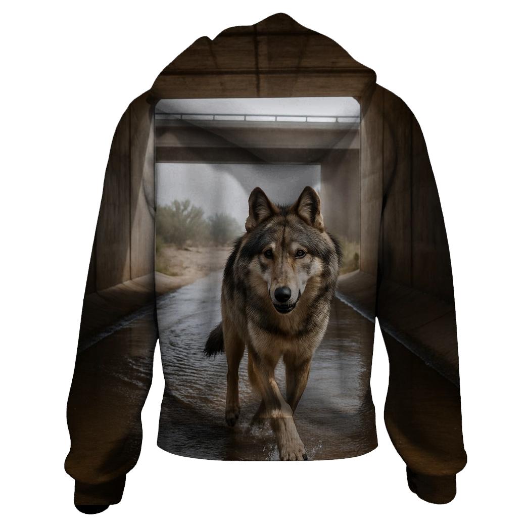 Wolf Crossing Under Desert Monsoon Bridge pullover hoodies