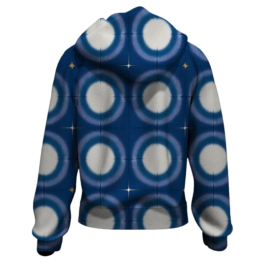 Itajime Eclipse Grid With Indigo Halo Resist printed hoodies