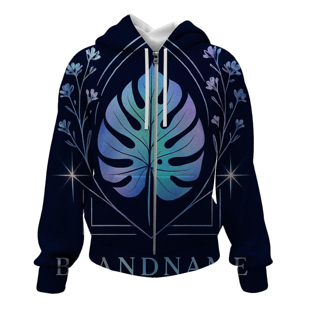 Aurora Hologram Botanical Emblem graphic hoodies