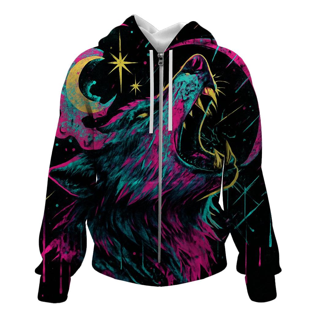 Neon Graffiti Moonhowl Breakthrough embroidered hoodies