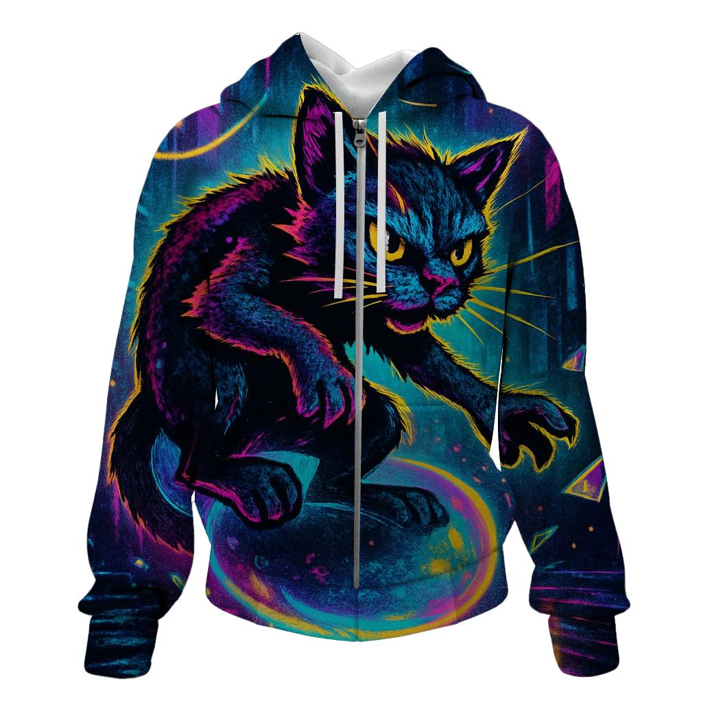 Neon Alley Bubble Rider Cat lightweight hoodies