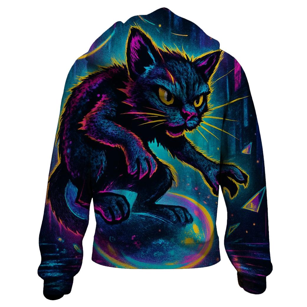 Neon Alley Bubble Rider Cat lightweight hoodies