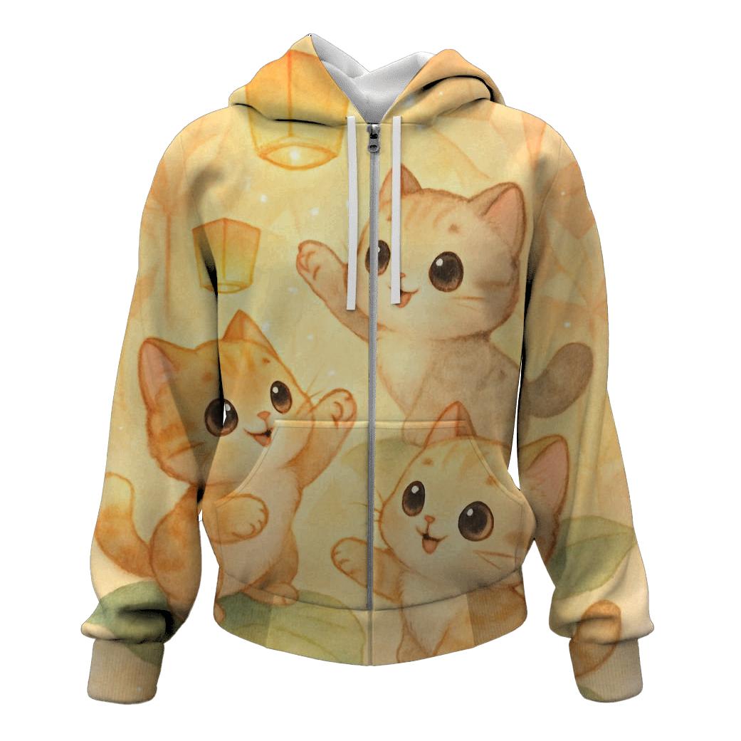 Sunrise Lantern Kittens In The Paper Garden printed hoodies