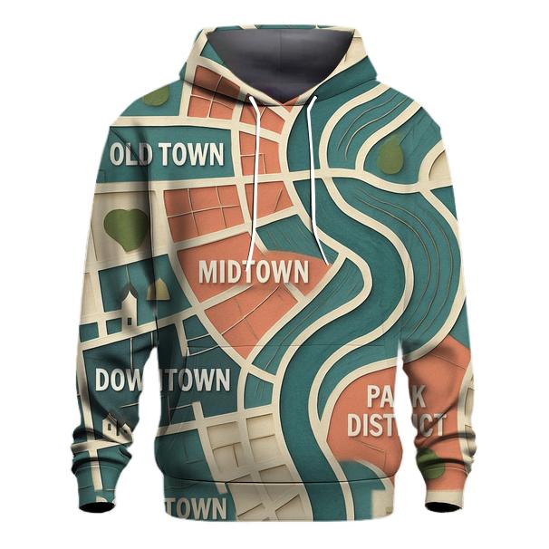 Kinetic Paper Cut City Map lightweight hoodies