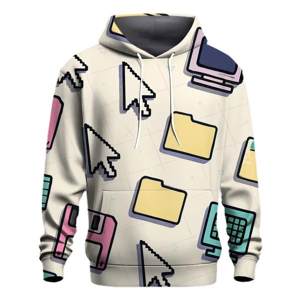 Vaporwave Desktop Icon Scatter embroidered hoodies