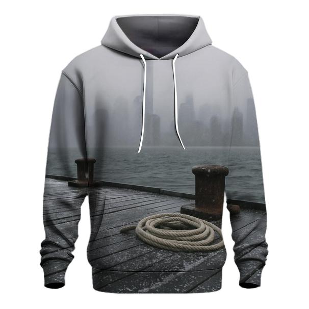 Snow Squall Over Lower Manhattan From Red Hook Piers embroidered hoodies