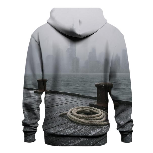Snow Squall Over Lower Manhattan From Red Hook Piers embroidered hoodies