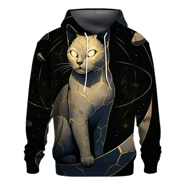 Kintsugi Moon Guardian Cat graphic hoodies