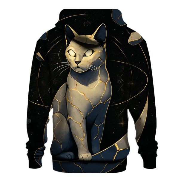 Kintsugi Moon Guardian Cat graphic hoodies