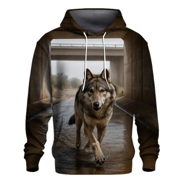 Wolf Crossing Under Desert Monsoon Bridge hoodies fashion
