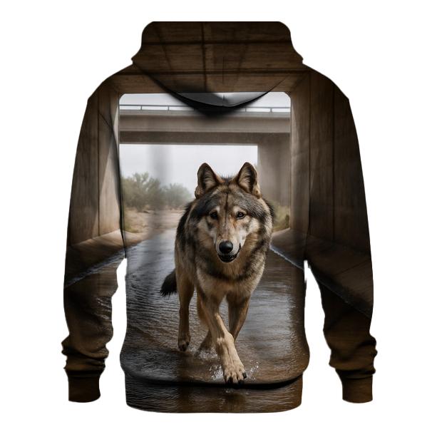 Wolf Crossing Under Desert Monsoon Bridge hoodies fashion