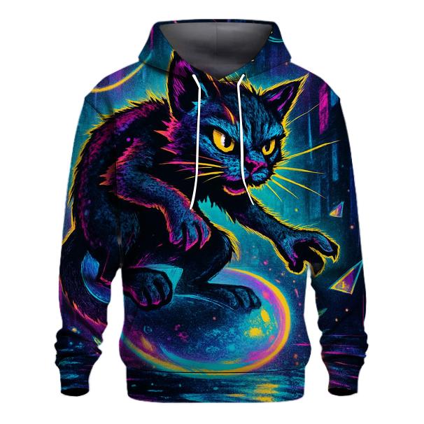 Neon Alley Bubble Rider Cat graphic hoodies