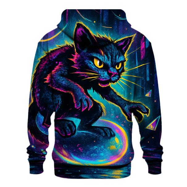 Neon Alley Bubble Rider Cat graphic hoodies