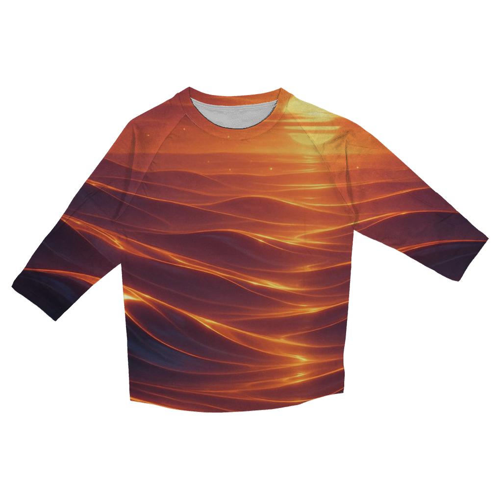 Saffron Dusk Over Glasswater Dunes casual three quarter sleeve shirts