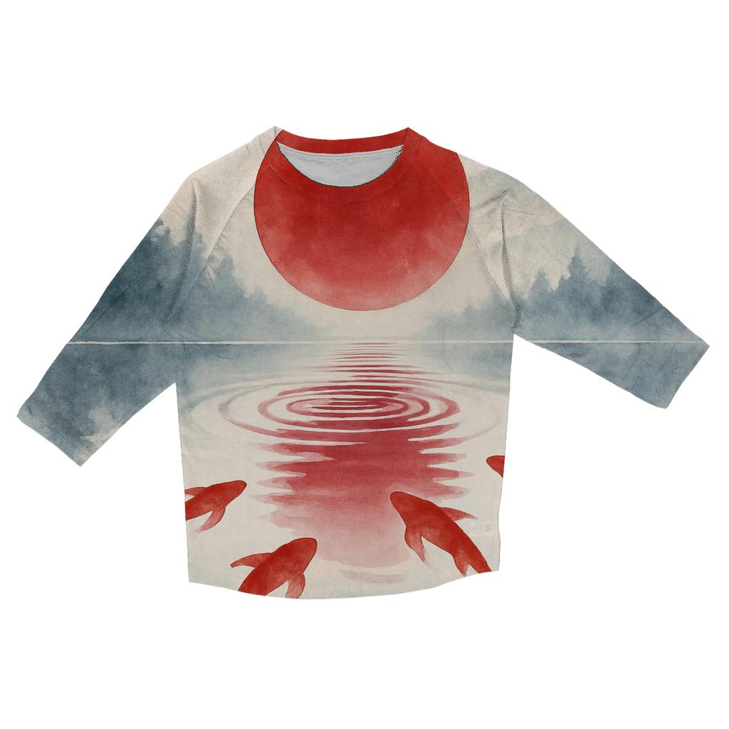 Japan Koi Dawn Reflection custom 3/4 sleeve shirts
