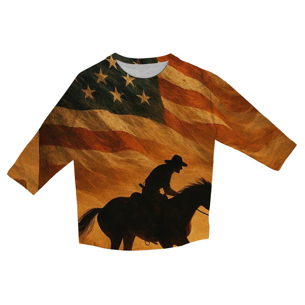 Desert Thunder Flag Over A Lone Rider designer 3/4 sleeve blouses