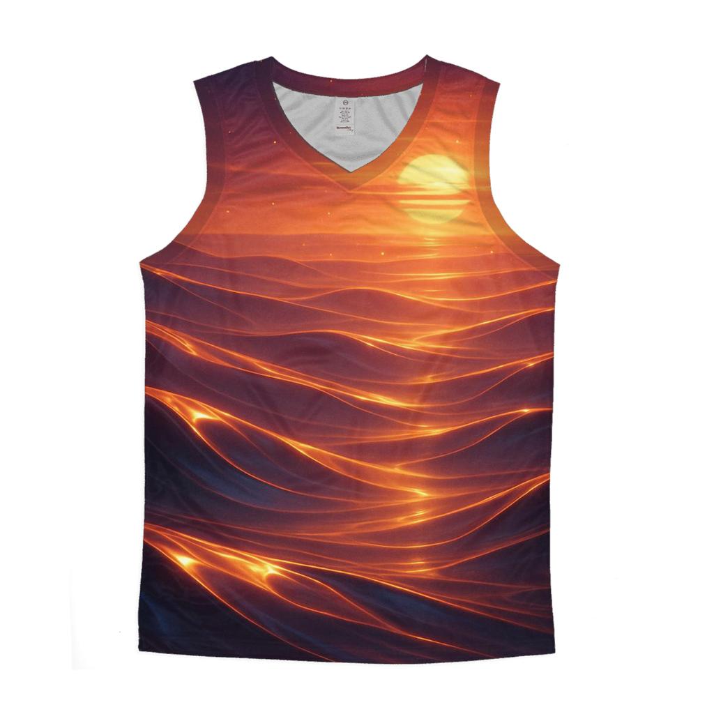 Saffron Dusk Over Glasswater Dunes stylish racerback tanks