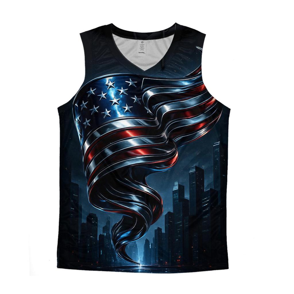 Midnight Chrome Banner Over The Skyline cotton sleeveless tops