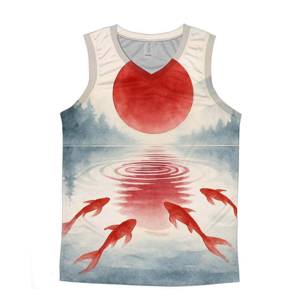 Japan Koi Dawn Reflection personalized athletic tanks