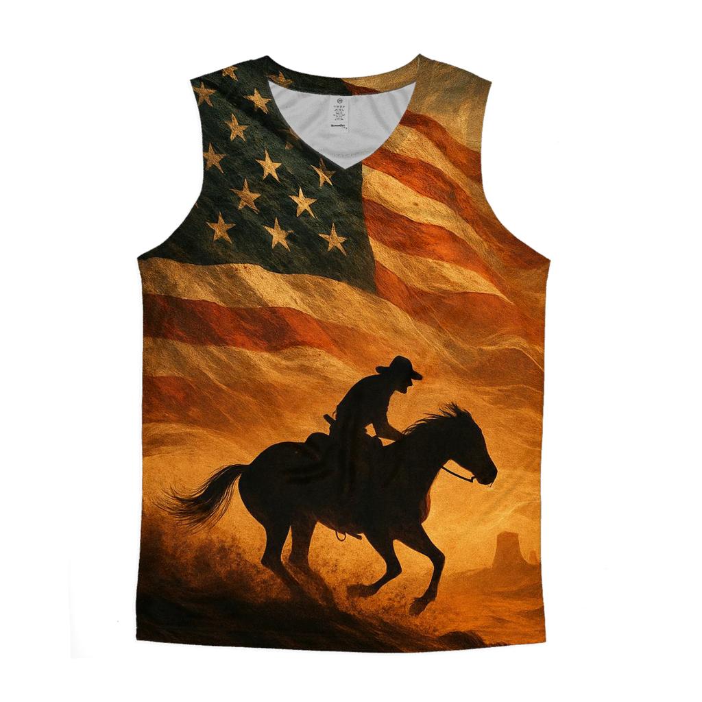 Desert Thunder Flag Over A Lone Rider stylish racerback tanks