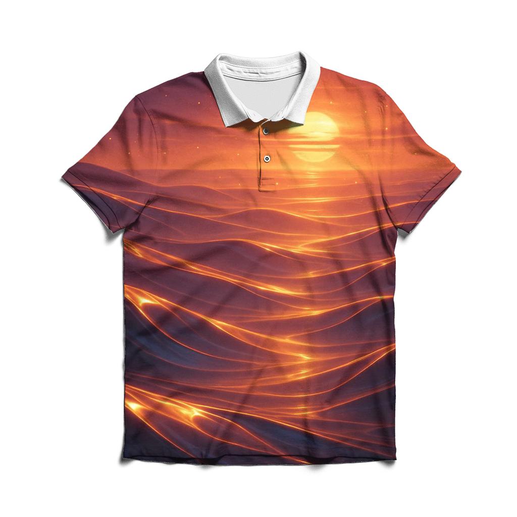 Saffron Dusk Over Glasswater Dunes personalized polo shirts