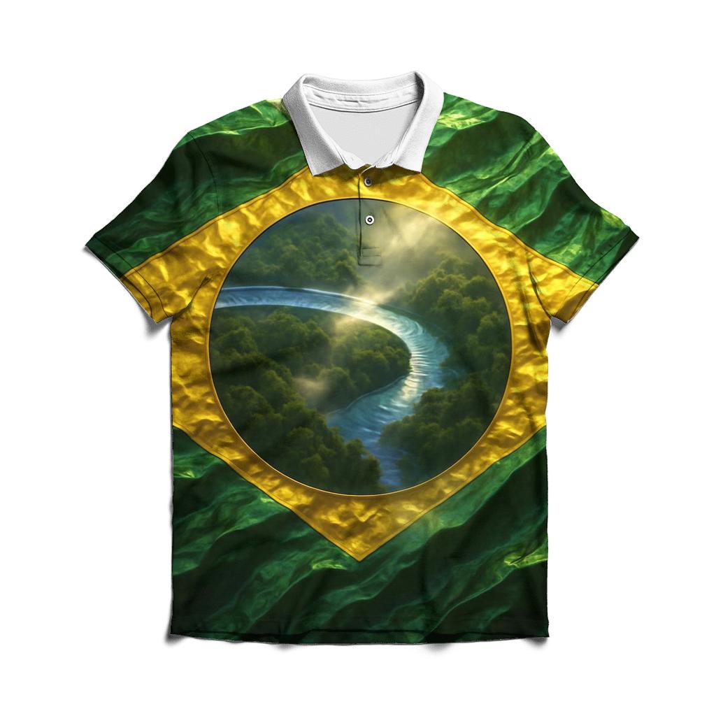 Brazil Metallic Forest Pulse stylish collar polo tees