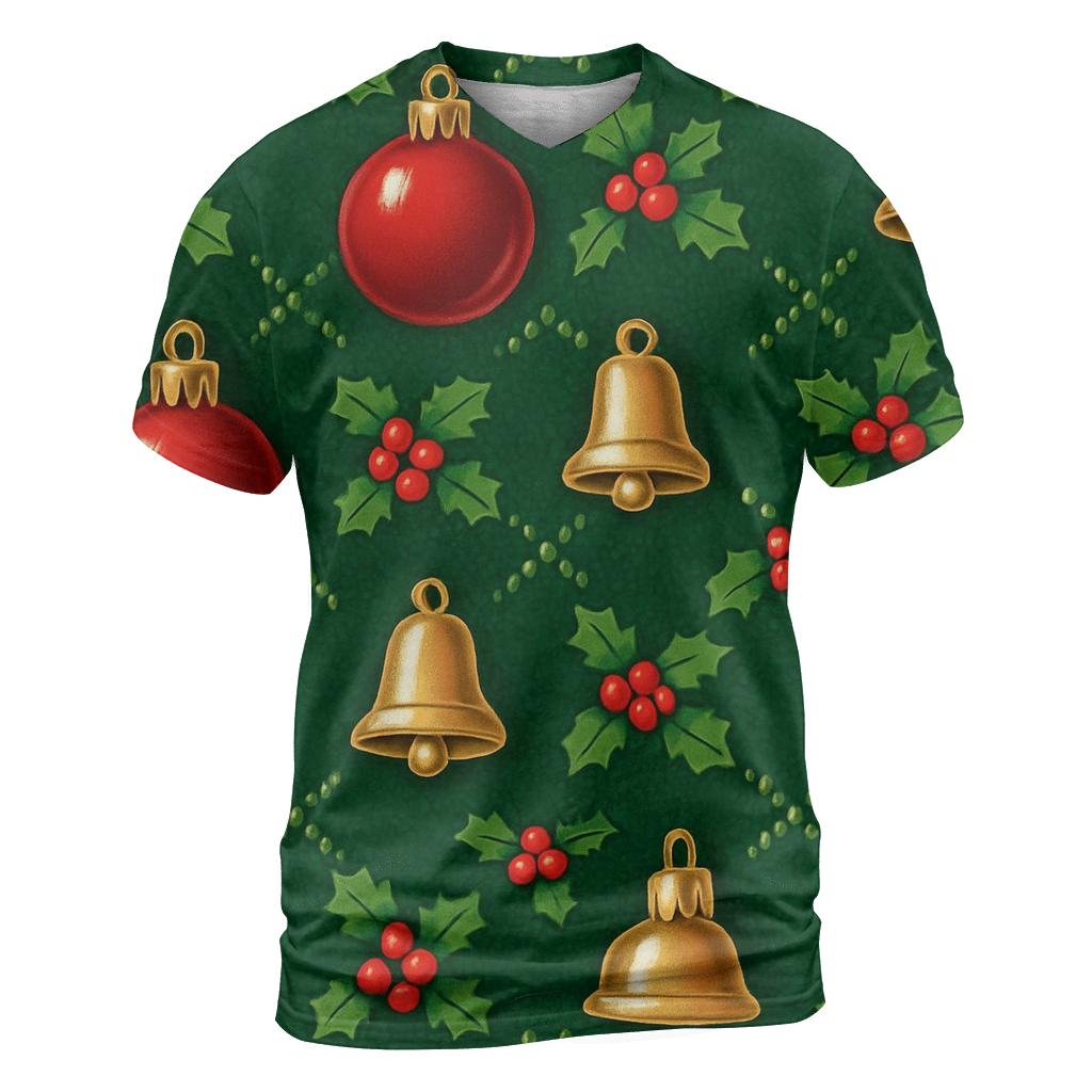 Crimson Bauble Lattice On Pine Green Background unique graphic print tees